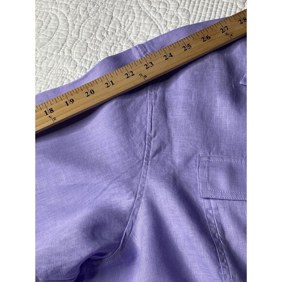 GAP Women Linen Shirt Long Sleeves Cropped Casual Minimalist Classic PURPLE XL - Picture 3 of 12